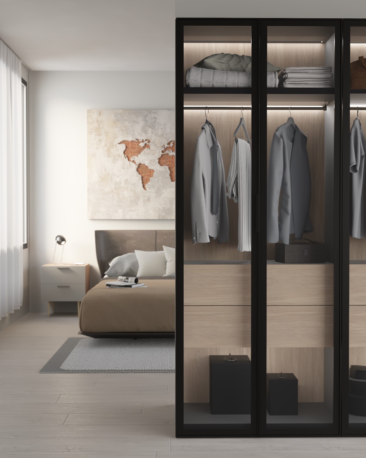 Detalle vestidor con puestas de cristal