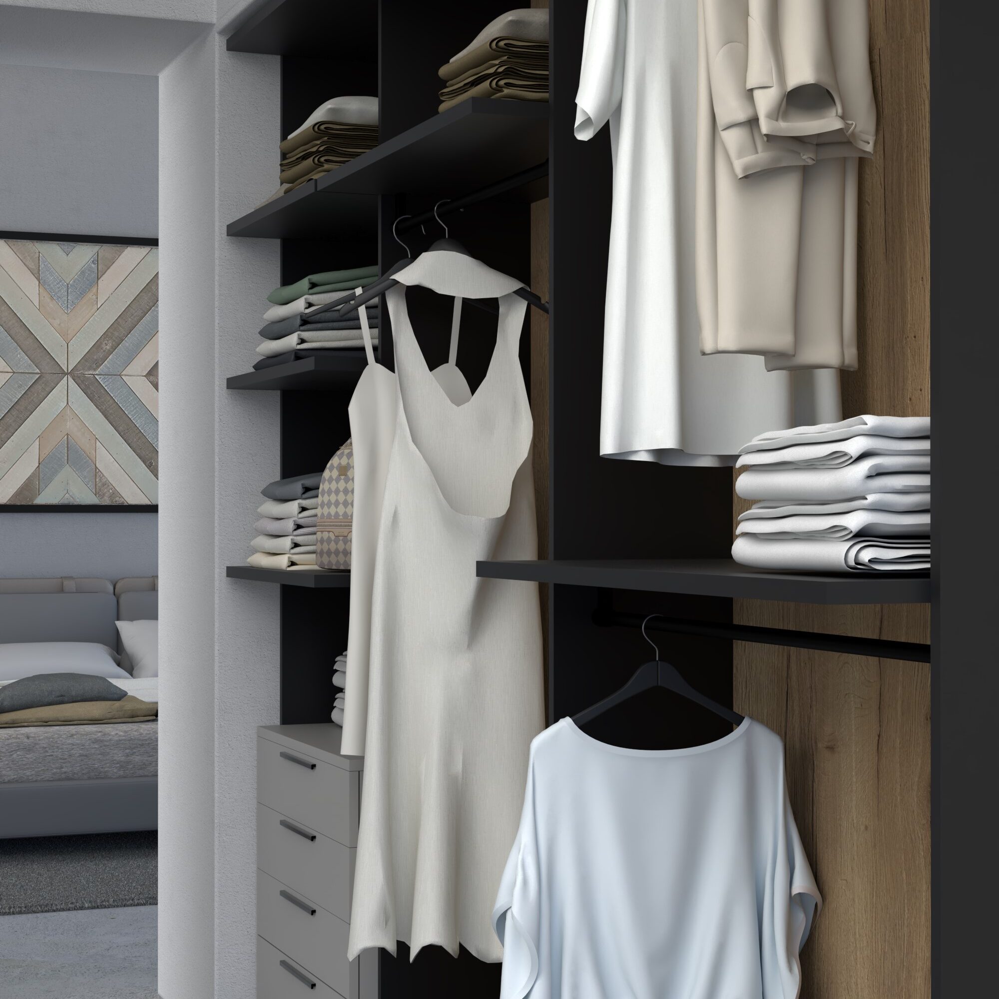 detalle vestidor abierto