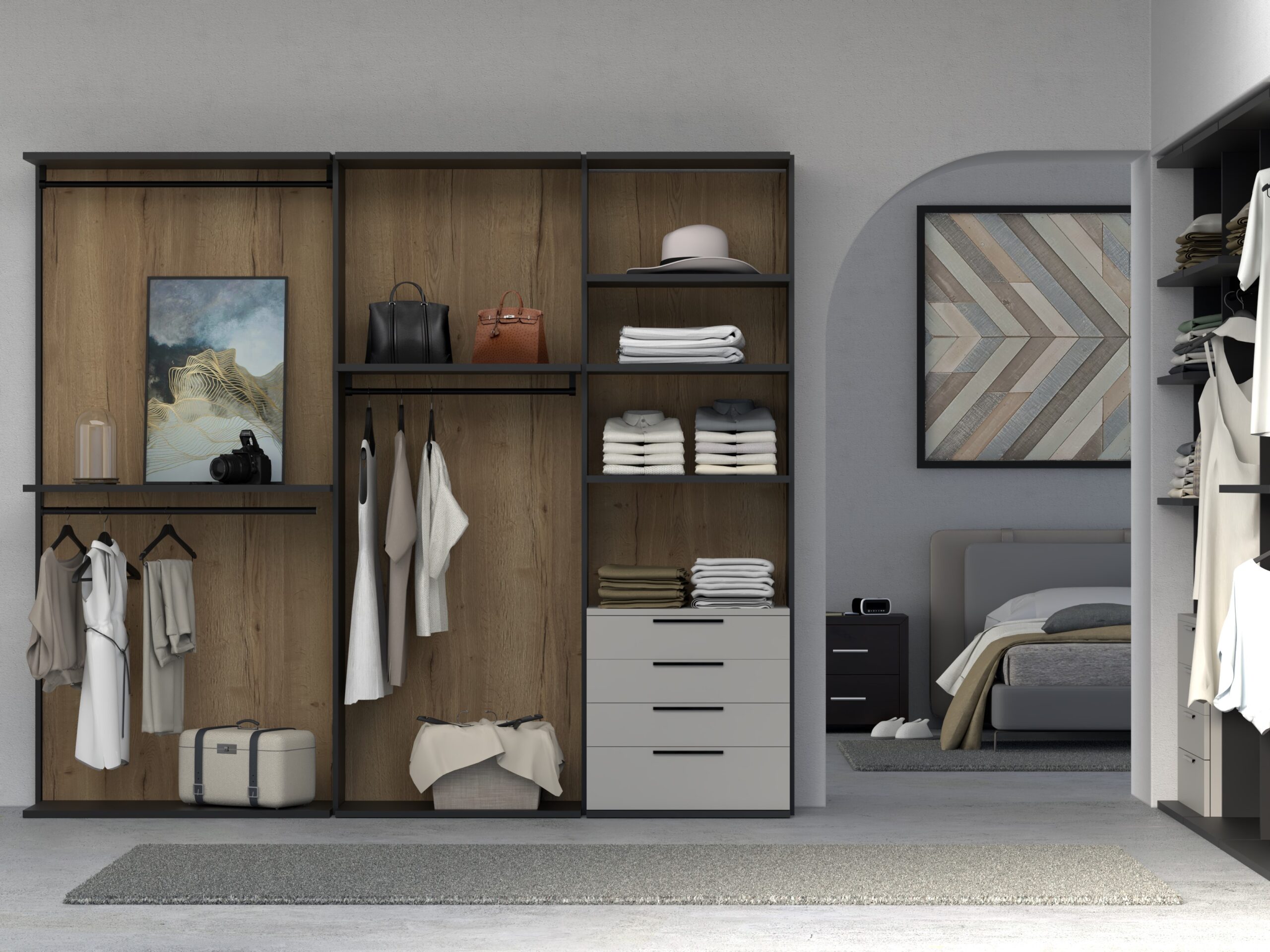 Dormitorio con vestidor integrado